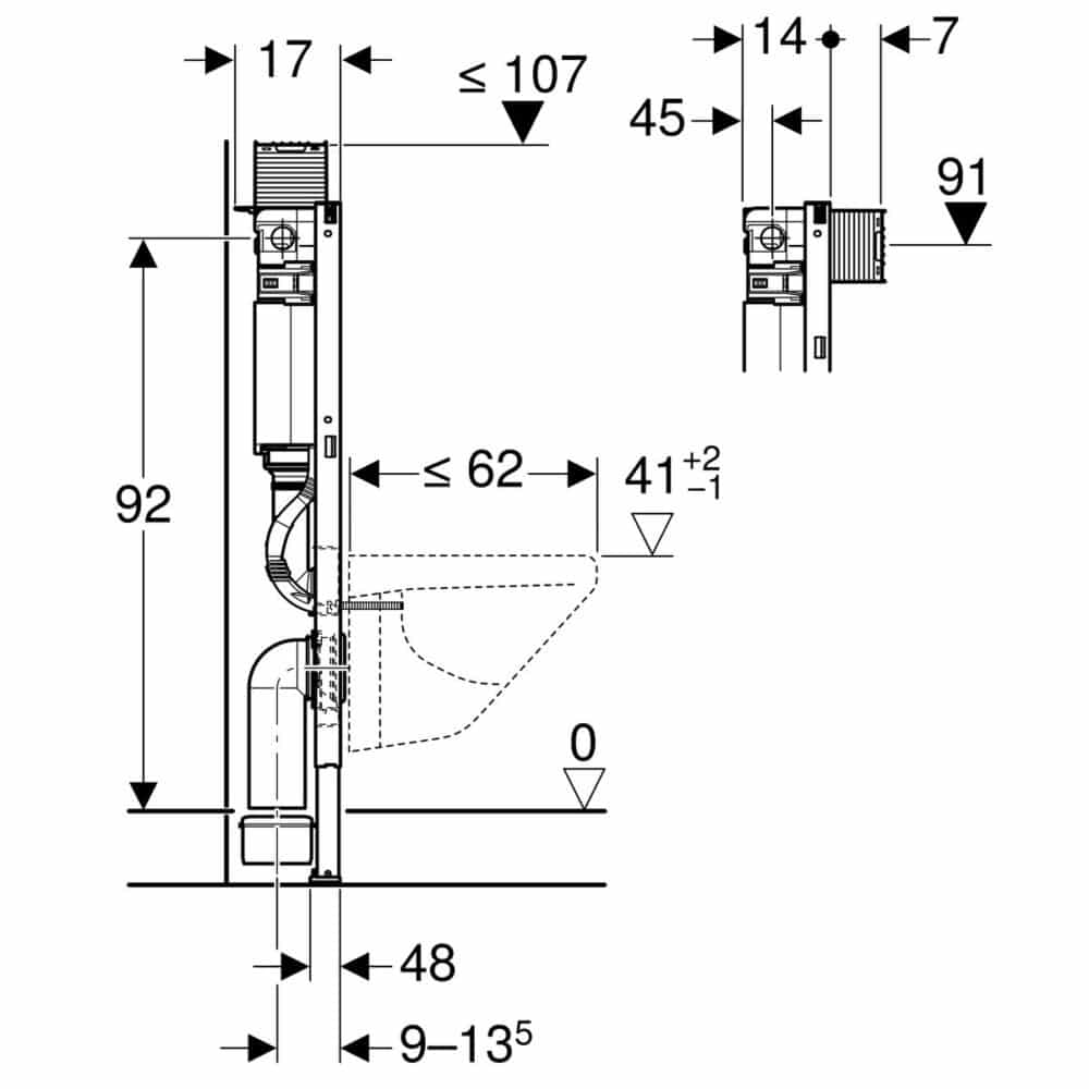 Stelaż (element montażowy) Duofix do WC, Omega 12cm, H98 - obrazek 4