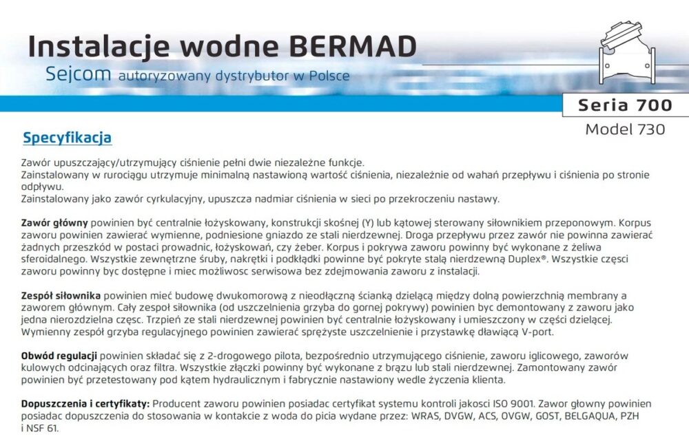 Zawór pierwszeństwa BERMAD 730,DN80 - obrazek 2