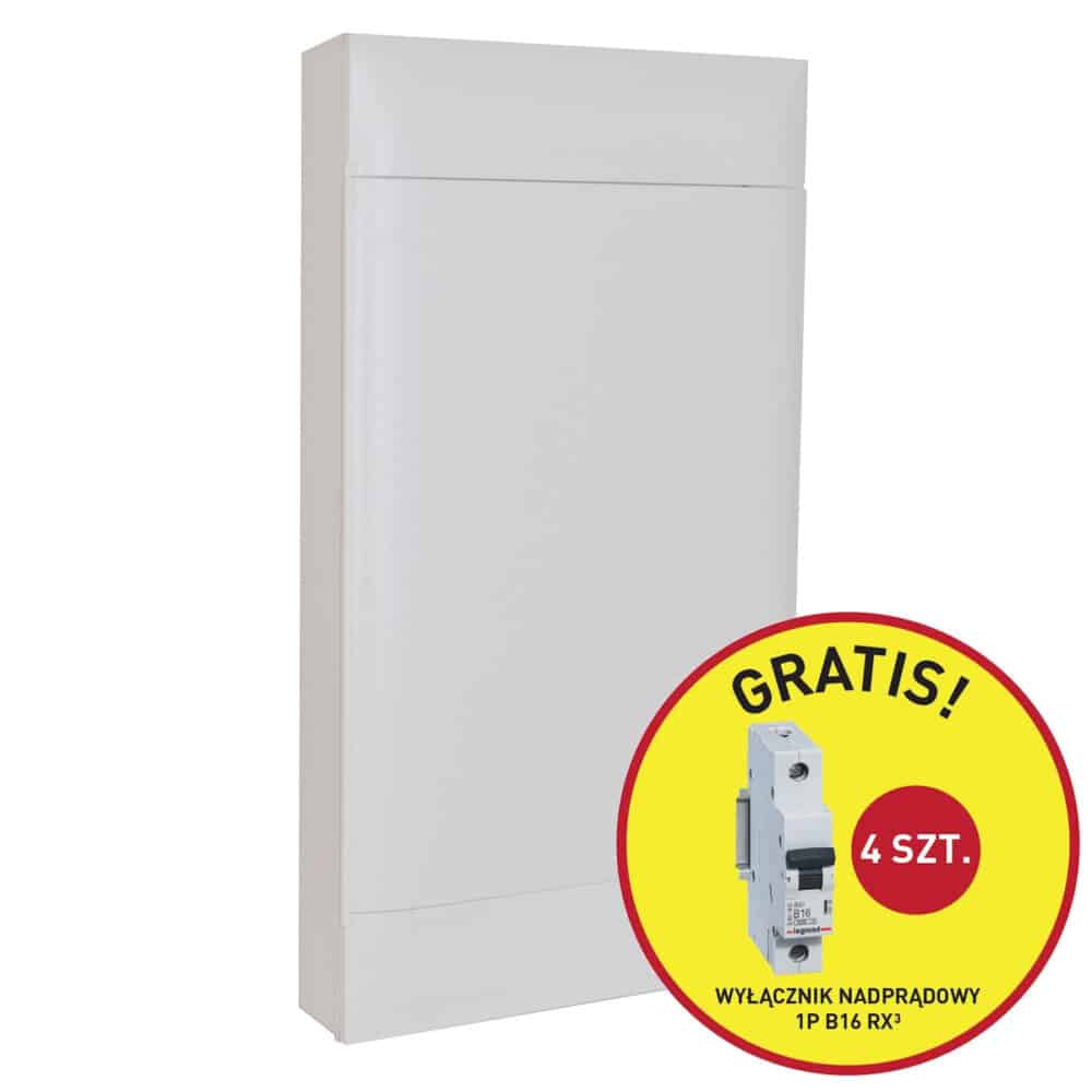 Rozdzielnica natynkowa PRACTIBOX S 4x12 z drzwiami białymi (48 modułowa) - promocja B16 gratis