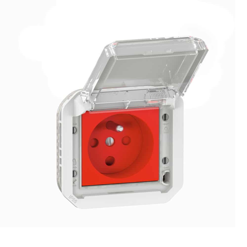Gniazdo pojedyncze z uziemieniem 2P+Z, z blokadą zaciski śrubowe, mechanizm 16A-250V~~- szare, NOWE PLEXO 55