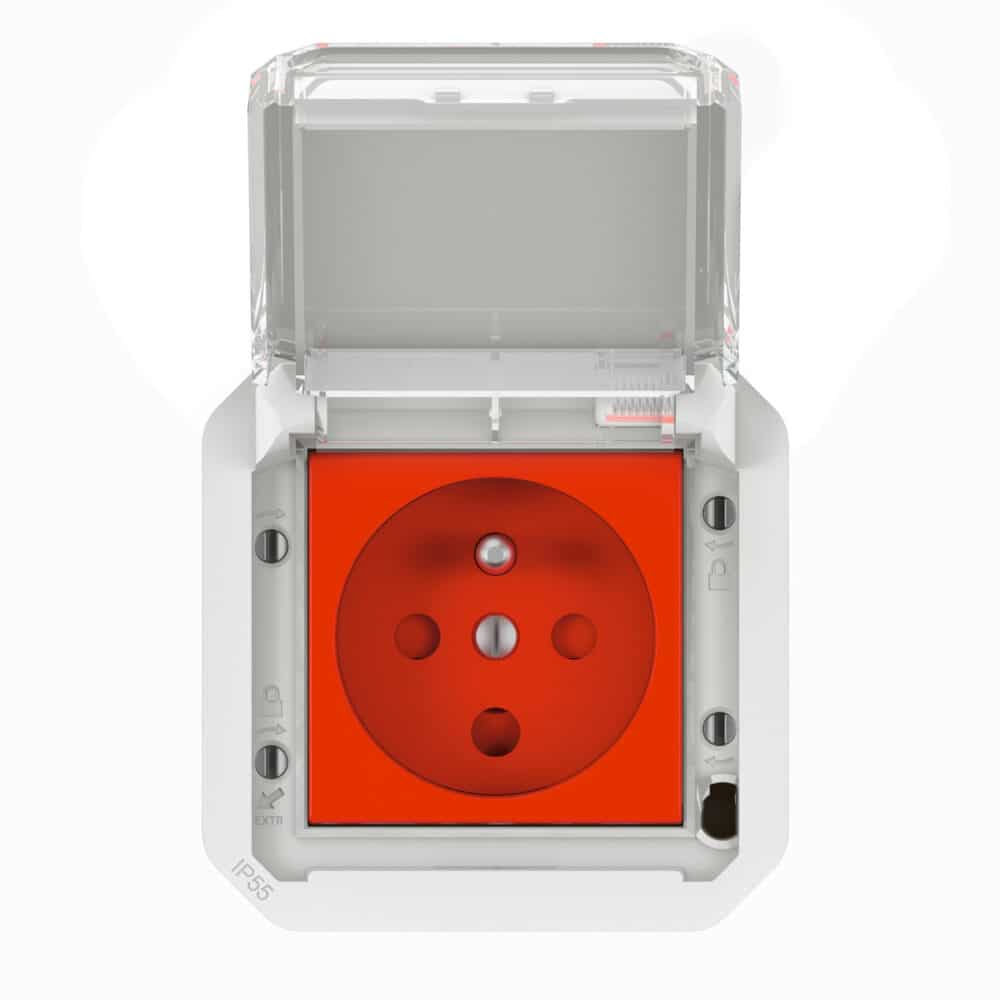 Gniazdo pojedyncze z uziemieniem 2P+Z, z blokadą zaciski śrubowe, mechanizm 16A-250V~~- szare, NOWE PLEXO 55 - obrazek 2