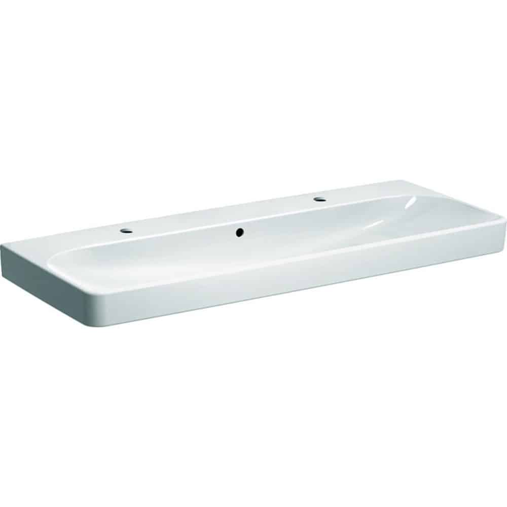 Smyle Square Umywalka, B120cm, H16.5cm, T48cm, z przelewem, z dwoma otworami na baterię - obrazek 2
