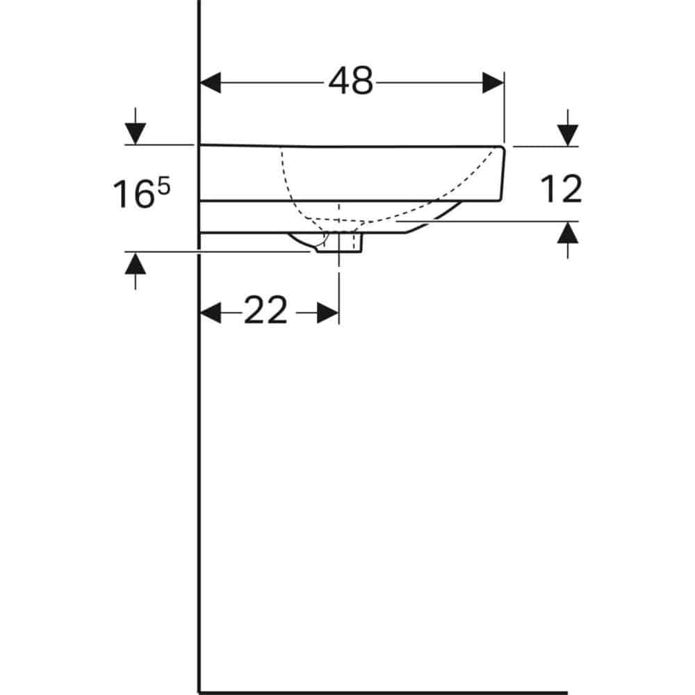 Smyle Square Umywalka, B120cm, H16.5cm, T48cm, z przelewem, z dwoma otworami na baterię - obrazek 5