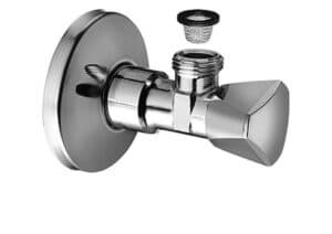 Zawór kątowy Sanland 1/2"x3/8" z sitkiem chrom
