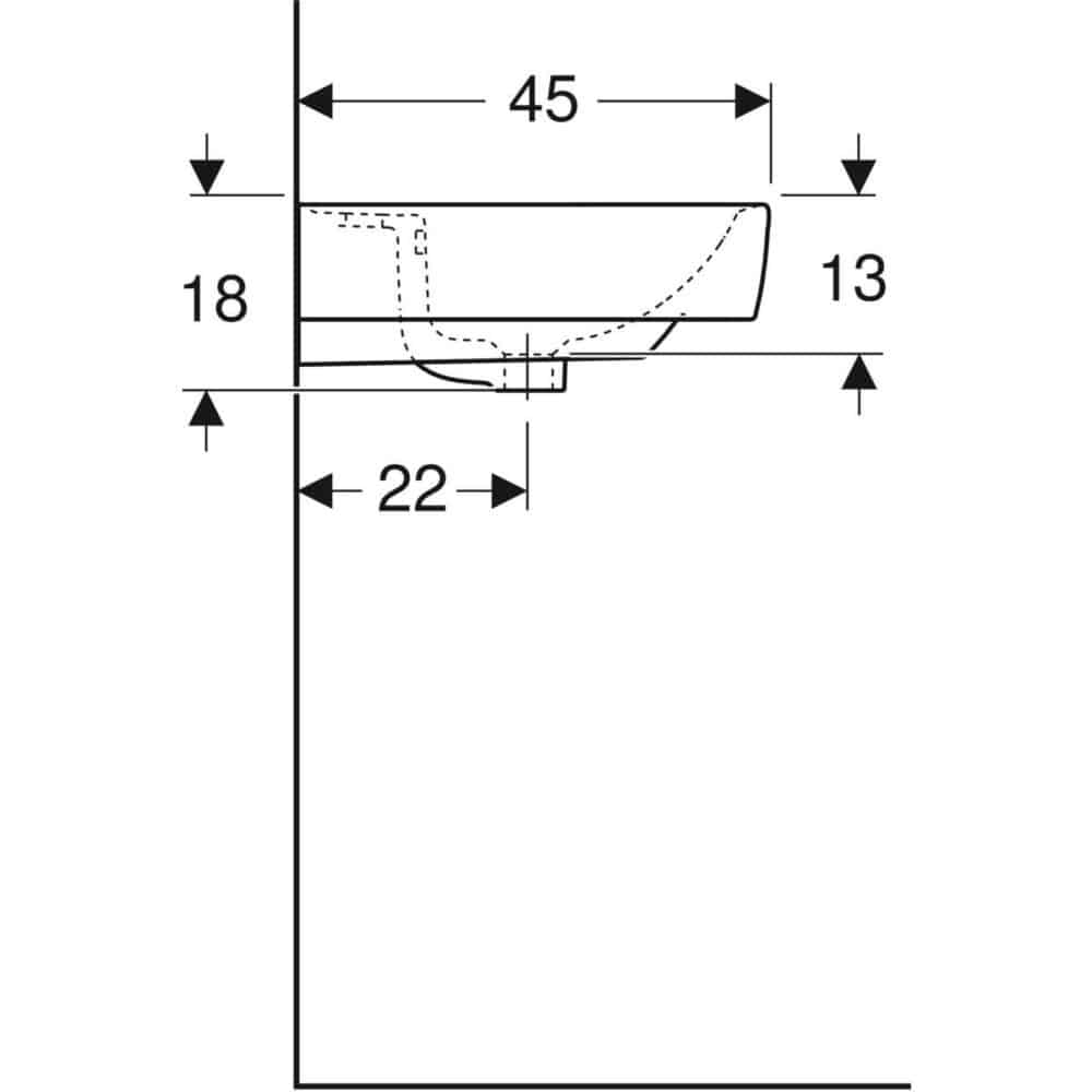 Rekord umywalka, kształt geometryczny, B60cm, H18cm, T45cm, z otworem na baterię, z przelewem - obrazek 4