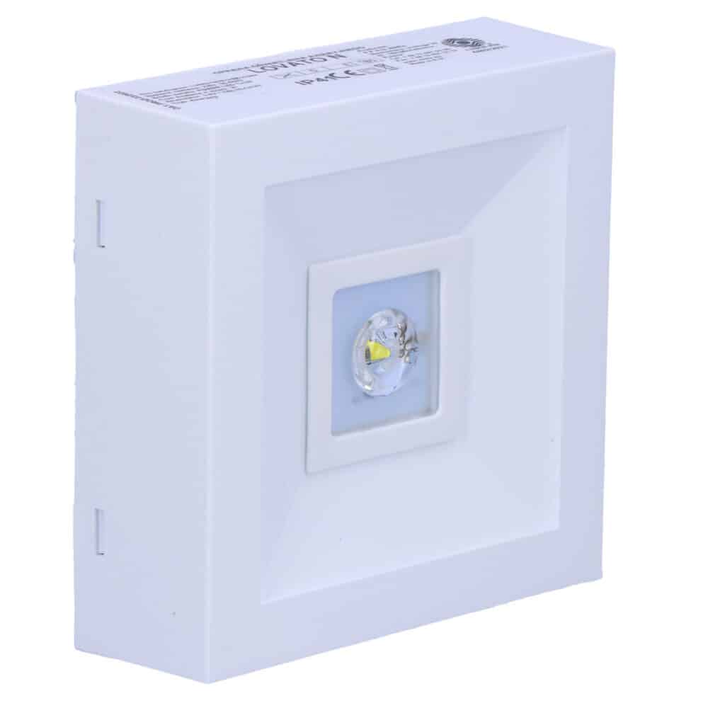 Oprawa awaryjna LED, LOVATO N ECO 1W 6000K 3h, jednozadaniowa, optyka otwarta, biała