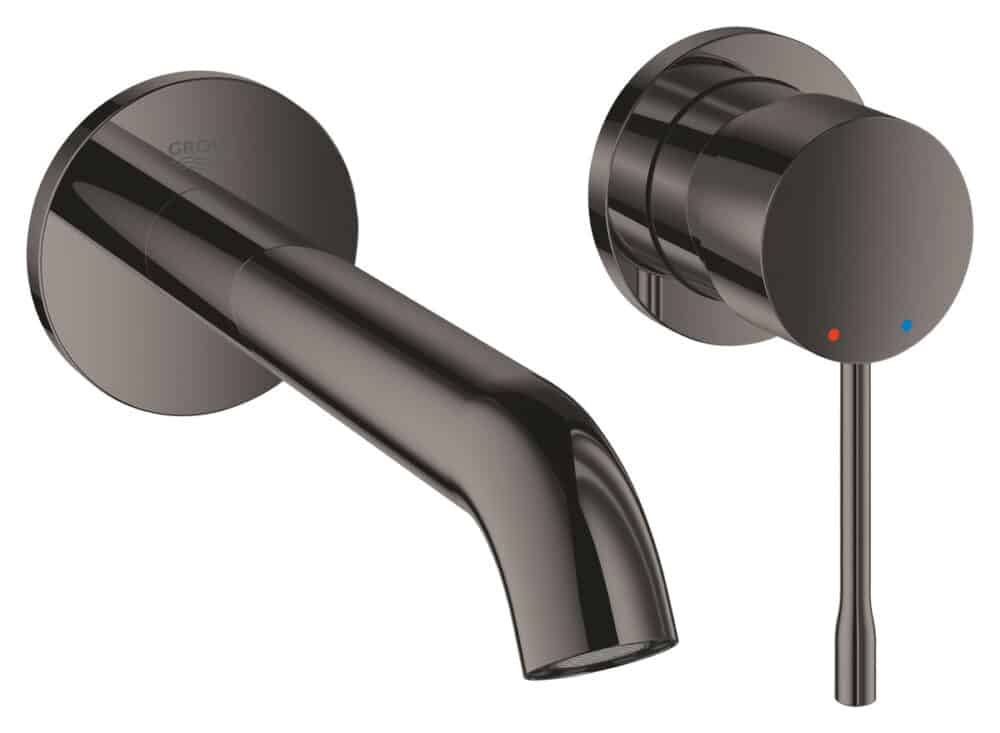 Bateria umywalkowa Grohe Essence 2-otworowa jednouchwytowa rozmiar M, hard graphite, ogranicznik przepływu 5,7 l/min., regulowany perlator, wylewka