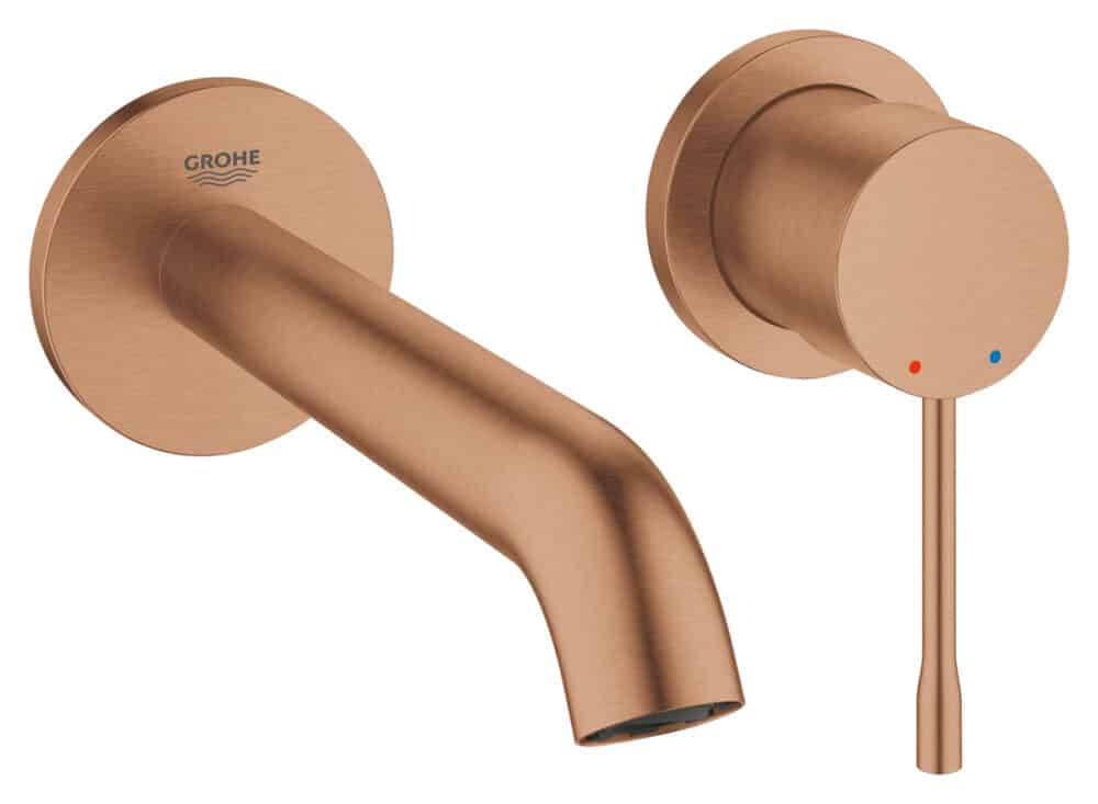 Bateria umywalkowa Grohe Essence 2-otworowa jednouchwytowa rozmiar M, brushed warm sunset, ogranicznik przepływu 5,7 l/min., regulowany perlator,