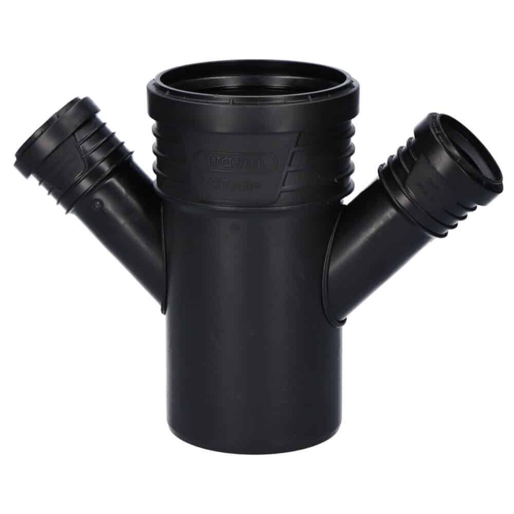 Czwórnik PP-HT Sietch Plus 110x50x50/45 prosty, sanitarny, do kanalizacji wewnętrznej niskoszumowej, kolor czarny - obrazek 2
