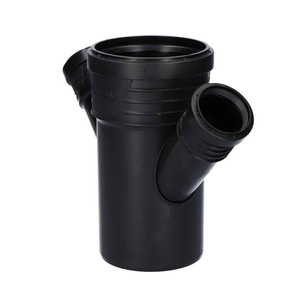 Czwórnik PP-HT Sietch Plus 110x50x50/45 prosty, sanitarny, do kanalizacji wewnętrznej niskoszumowej, kolor czarny - obrazek 3
