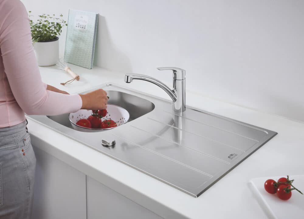 Bateria zlewozmywakowa Eurosmart jednouchwytowa chrom, głowica ceramiczna 35 mm, obracana wylewka średniej wysokości, kąt obrotu wylewki 140° - obrazek 6