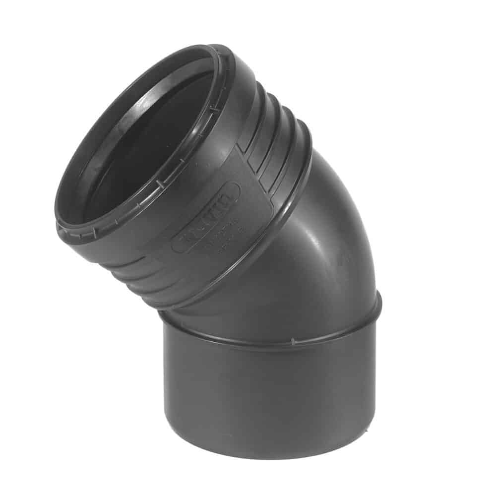 Kolano PP-HT Sitech Plus 110/45 sanitarne, do kanalizacji wewnętrznej niskoszumowej, kolor czarny - obrazek 2