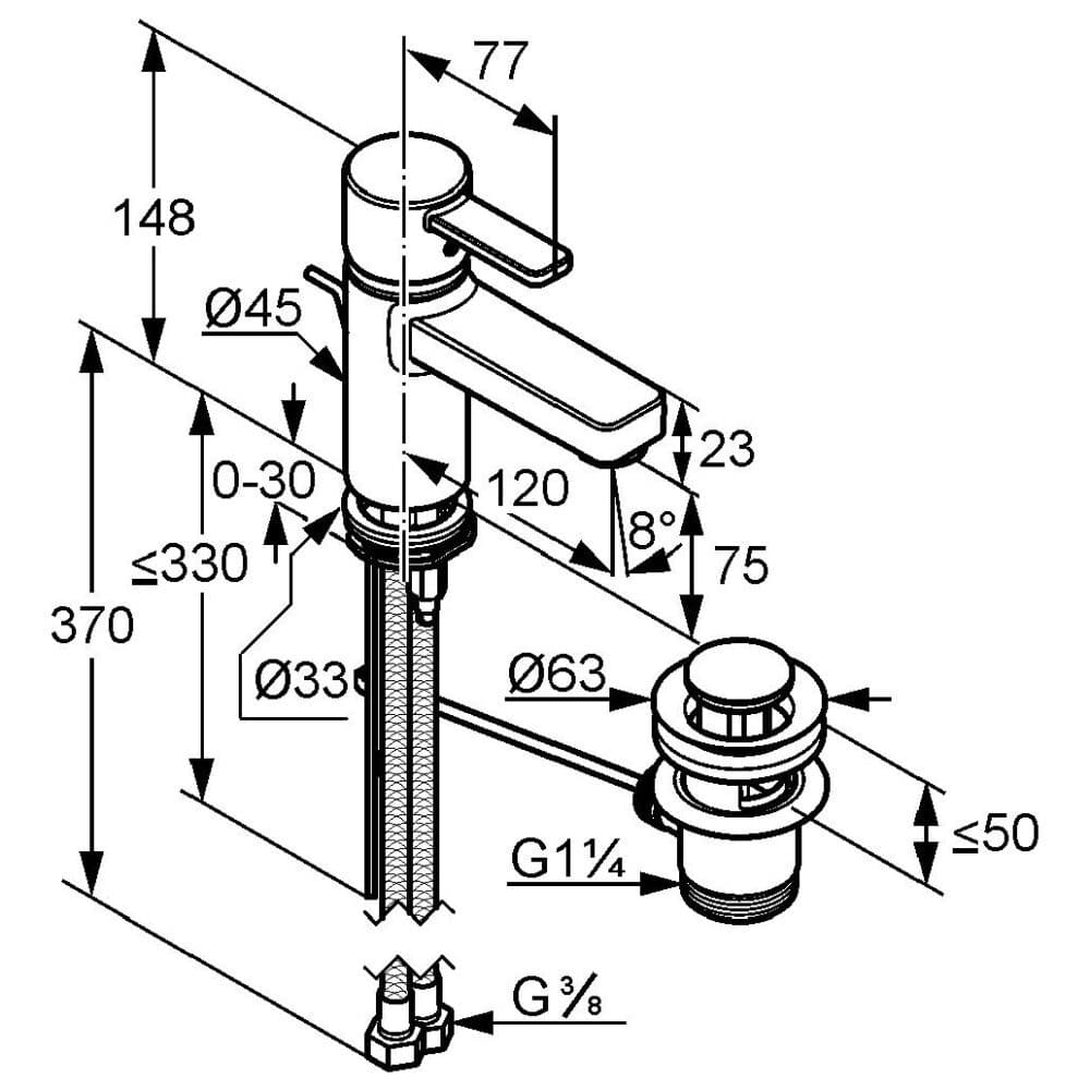 Bateria umywalkowa Kludi Zenta jednouchwytowa XL DN 10 - obrazek 2