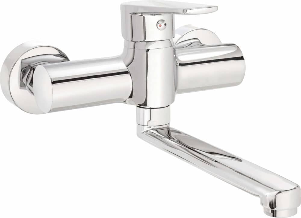 Bateria umywalkowa ścienna Tubo, chrom