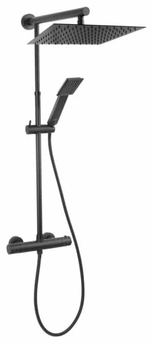 Zestaw natryskowy TREVI SQUARE BLACK z baterią termostatyczną TRV7U-BL,czarny