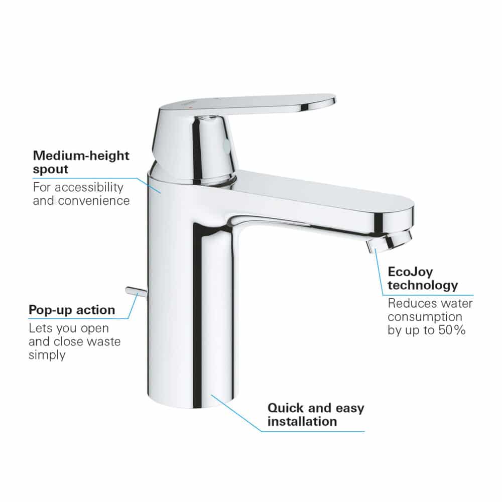 Bateria umywalkowa Grohe Eurosmart Cosmopolitan z korkiem - obrazek 4