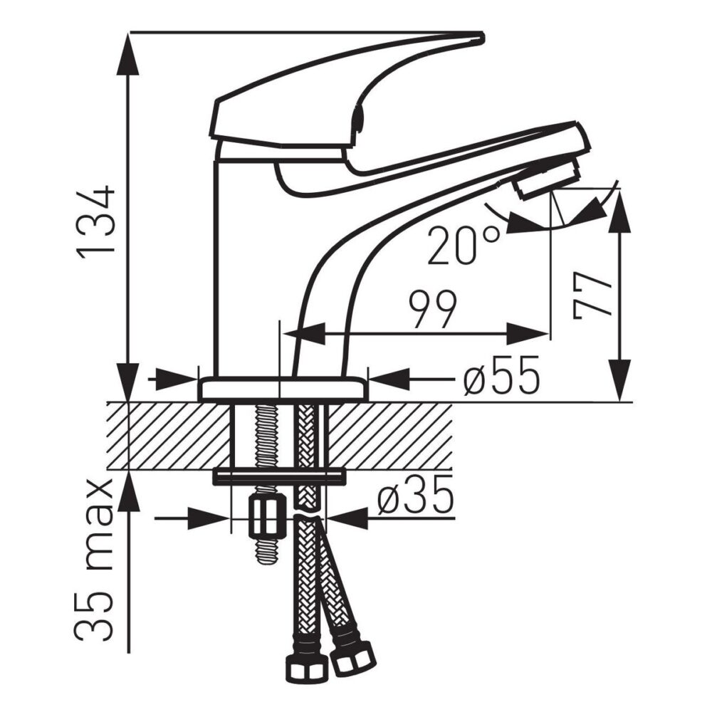 Bateria umywalkowa Ferro One, z korkiem klik-klak, chrom - obrazek 3